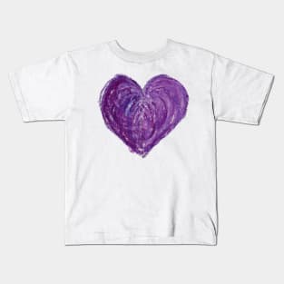 Purple Heart Drawn With Oil Pastels Kids T-Shirt